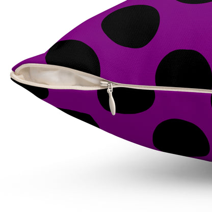 Purple, Black Retro Polka Dots Cushion Pillow