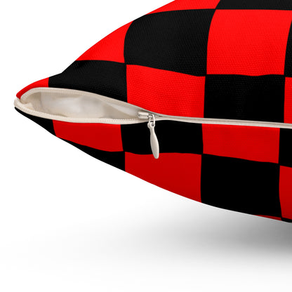 Red, Black Retro Check Cushion Pillow