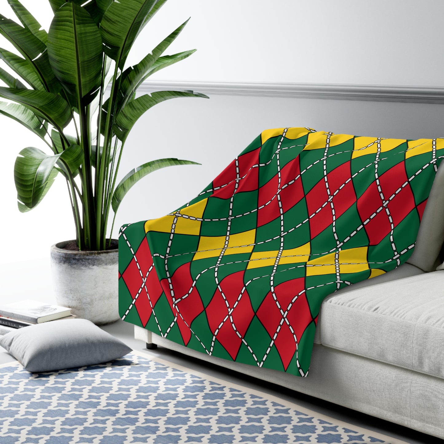 Ghana Retro Argyle Blanket Throw