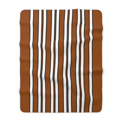 Brown, White Retro Stripes Blanket Throw