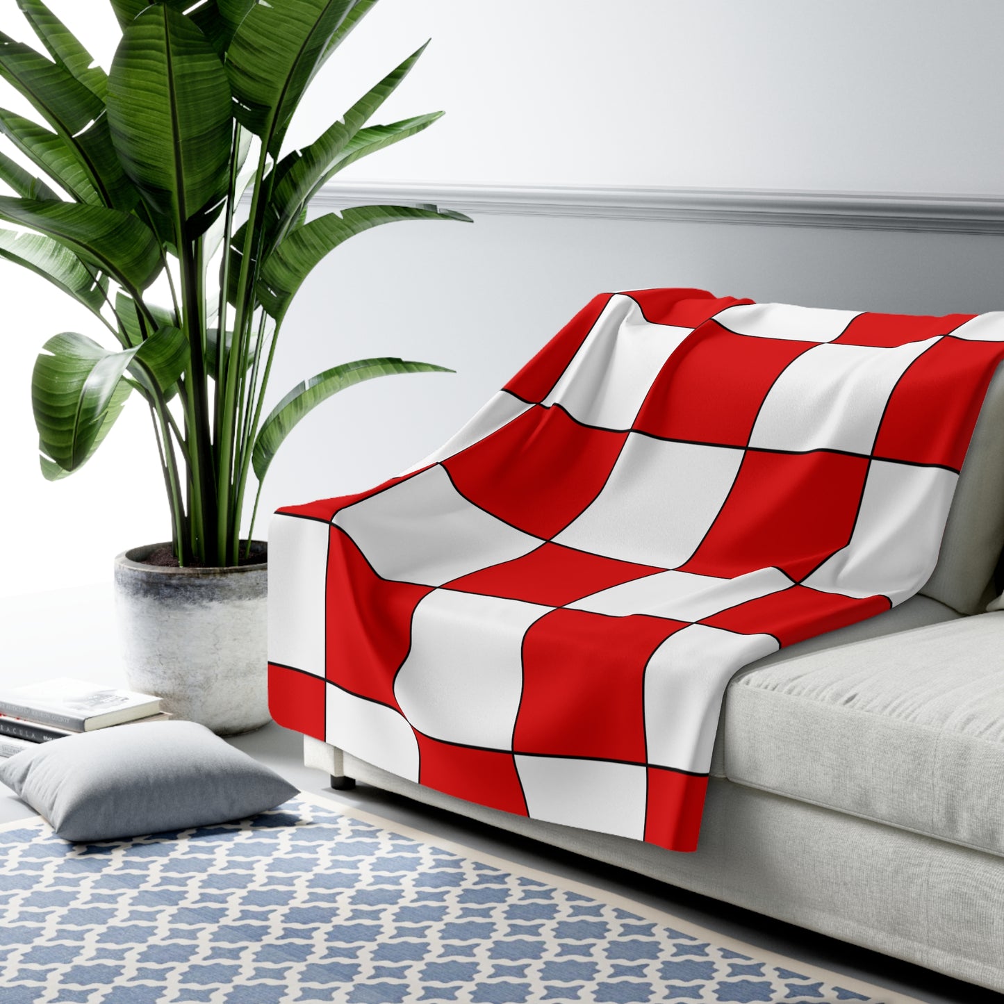 Singapore Retro Check Blanket Throw