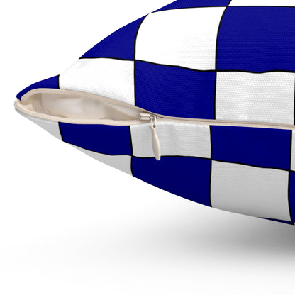 Dark Blue, White Retro Check Cushion Pillow