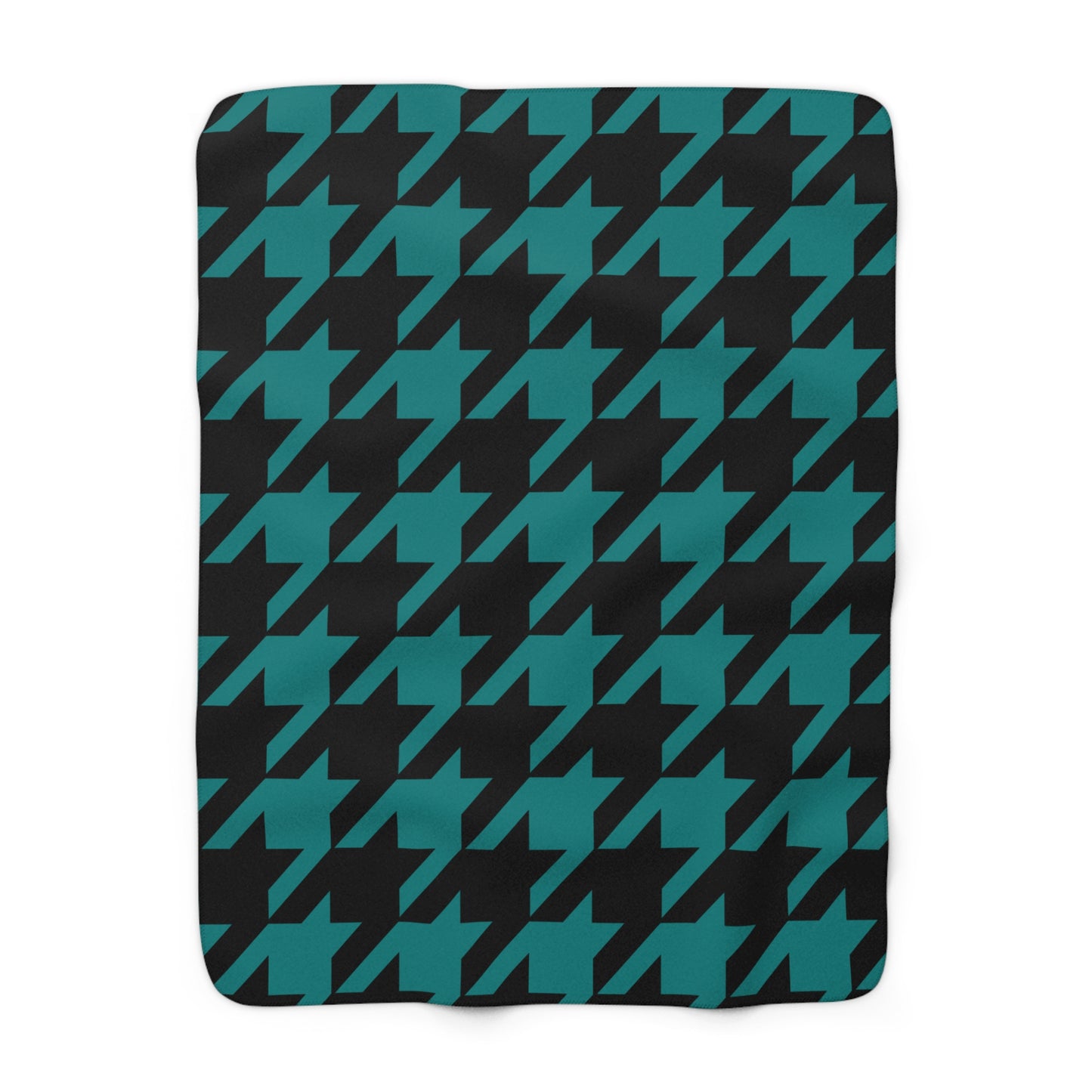 Teal, Black Retro Houndstooth Blanket Throw