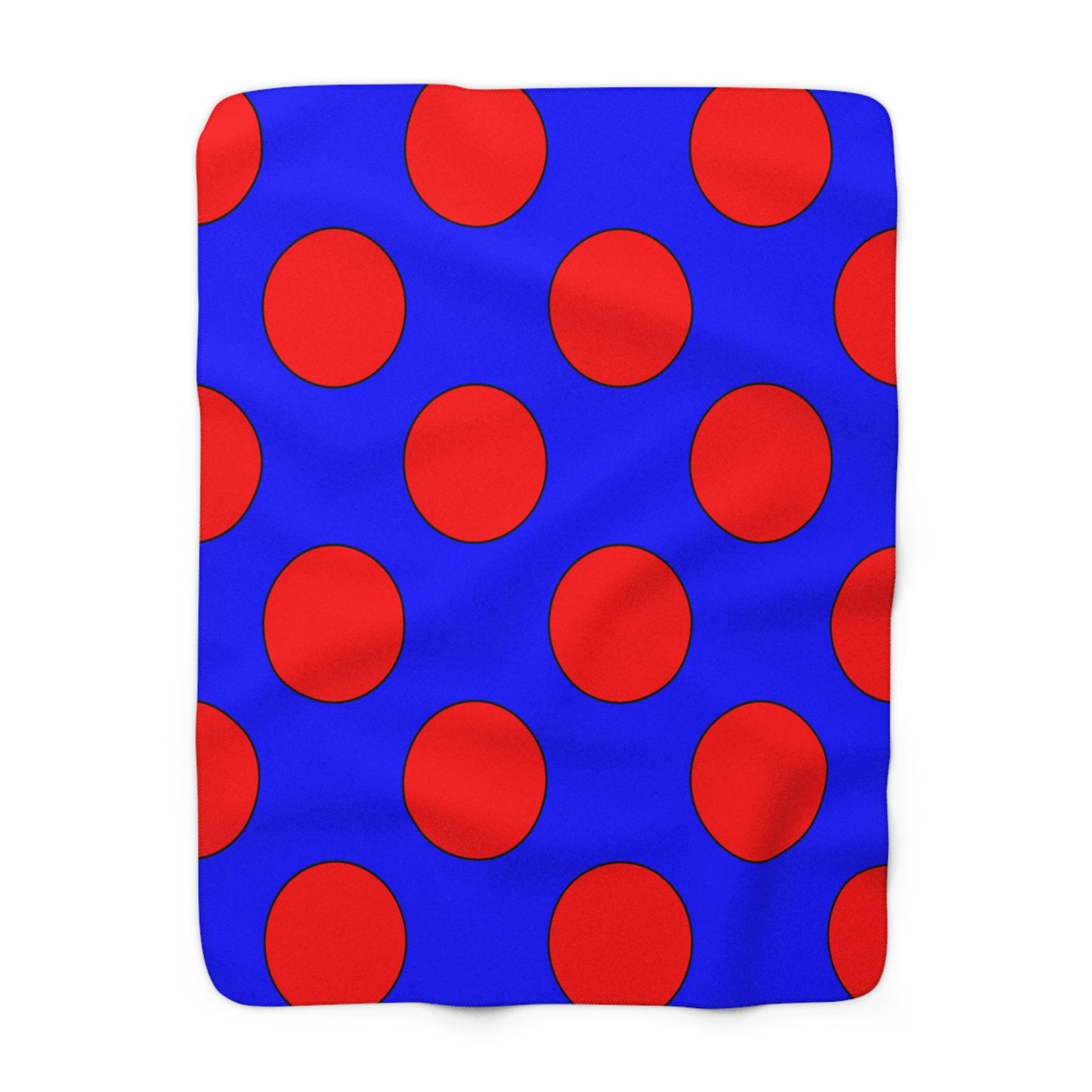 Blue, Red Retro Polka Dots Blanket Throw