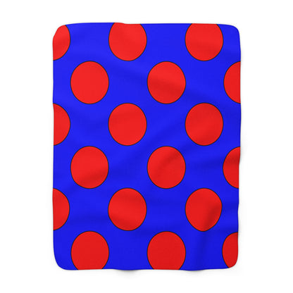 Blue, Red Retro Polka Dots Blanket Throw