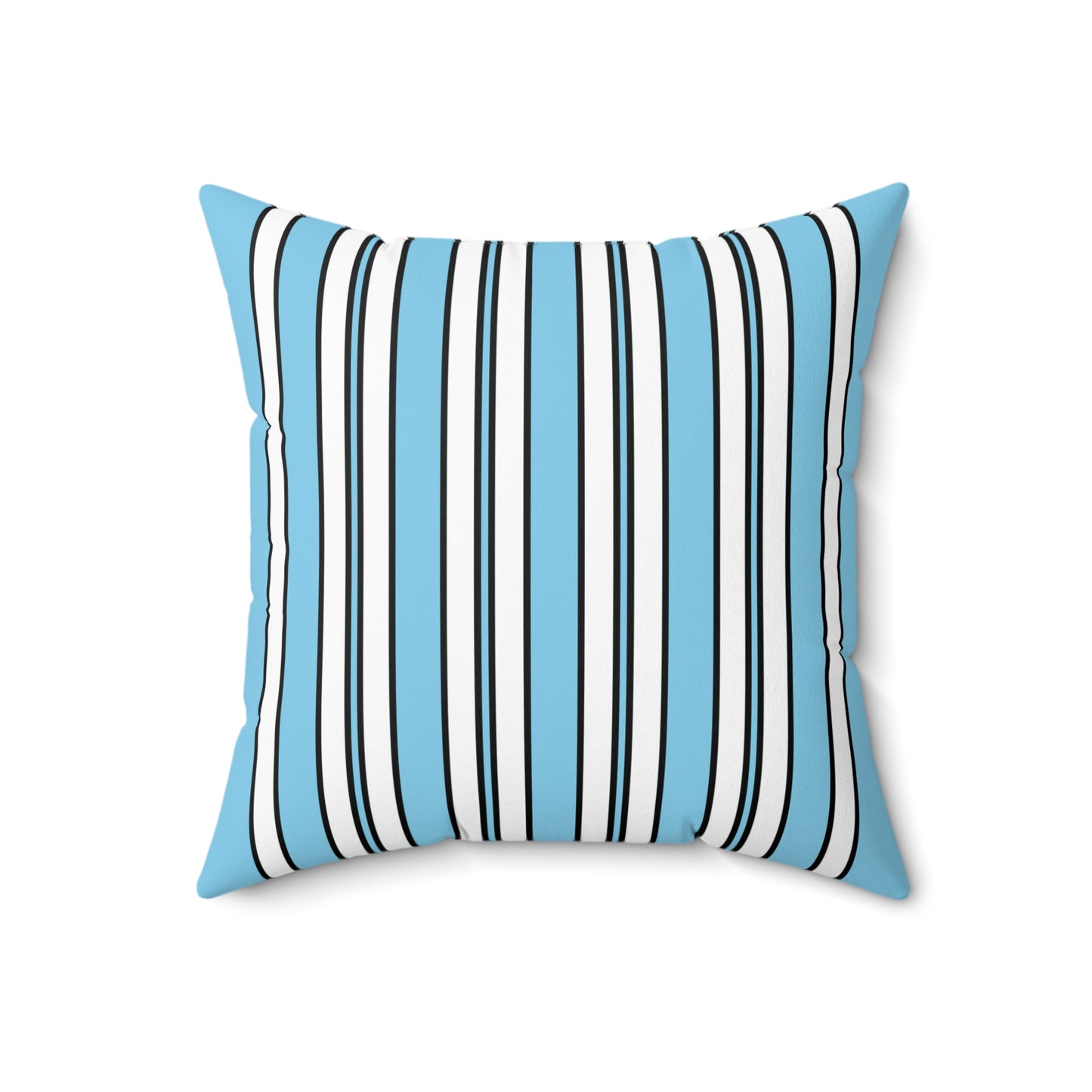 Sky Blue, White Retro Stripes Cushion Pillow