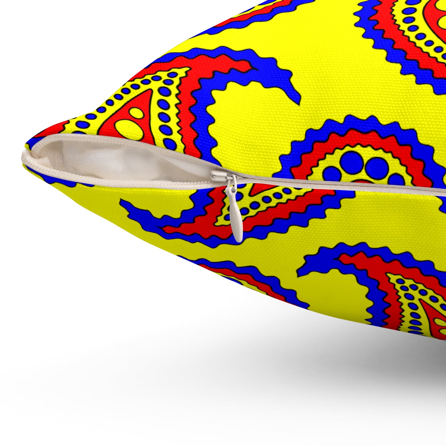 Yellow, Blue, Red Retro Paisley Cushion Pillow