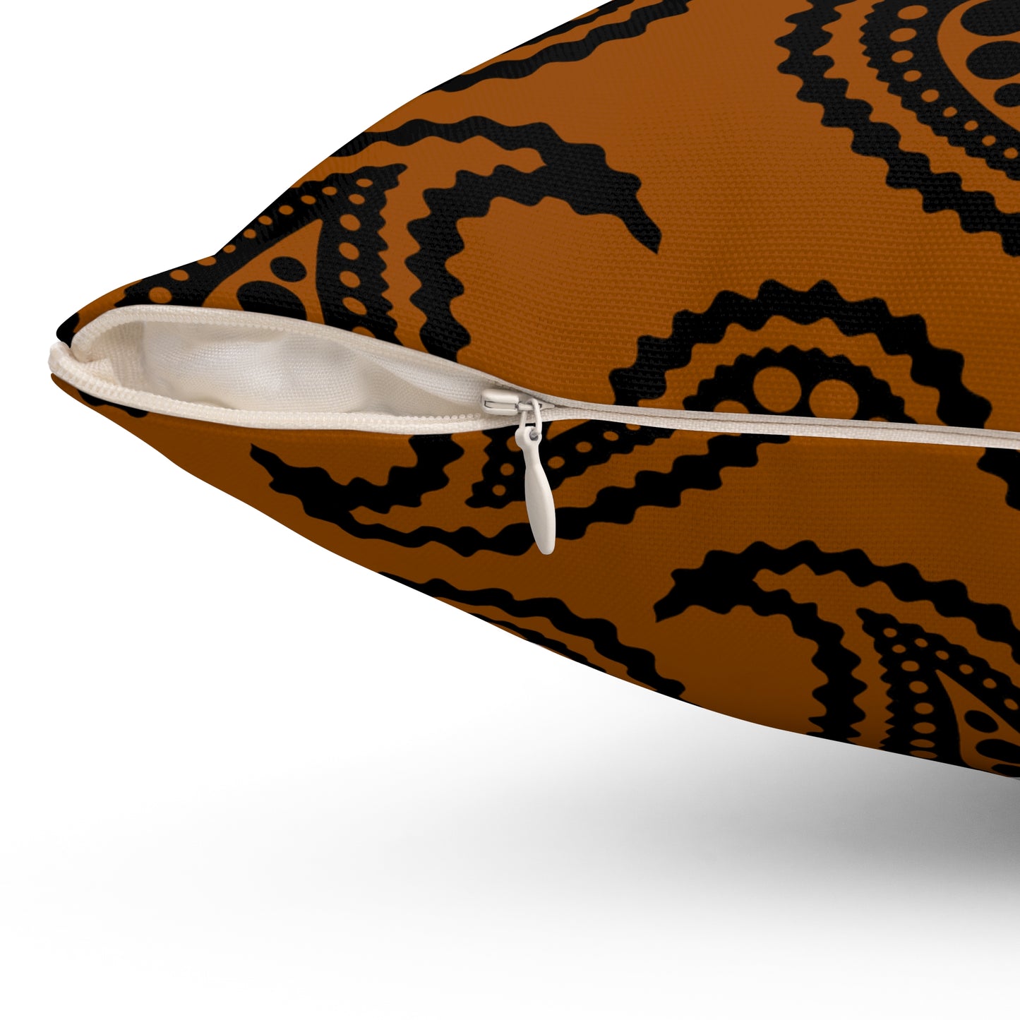 Brown, Black Retro Paisley Cushion Pillow
