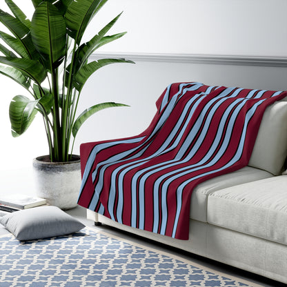 Claret, Blue Retro Stripe Blanket Throw
