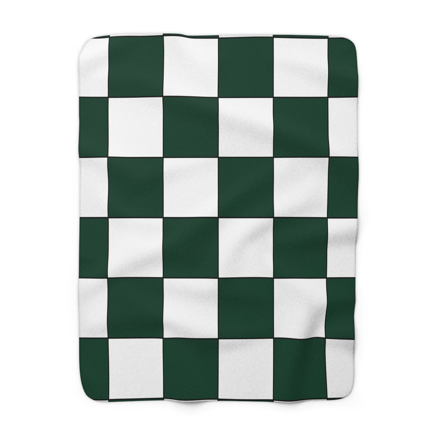 Dark Green, White Retro Check Blanket Throw