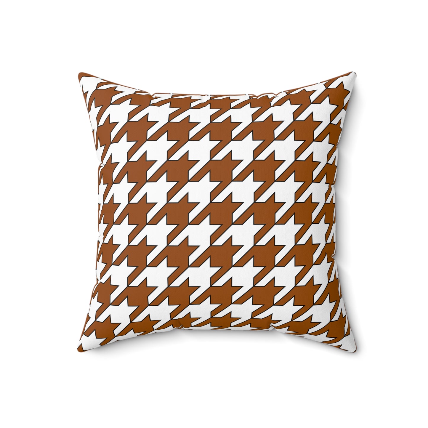 Brown, White Retro Houndstooth Cushion Pillow