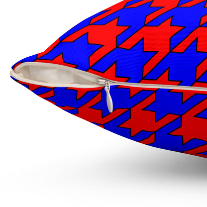 Red, Blue Retro Houndstooth Cushion Pillow