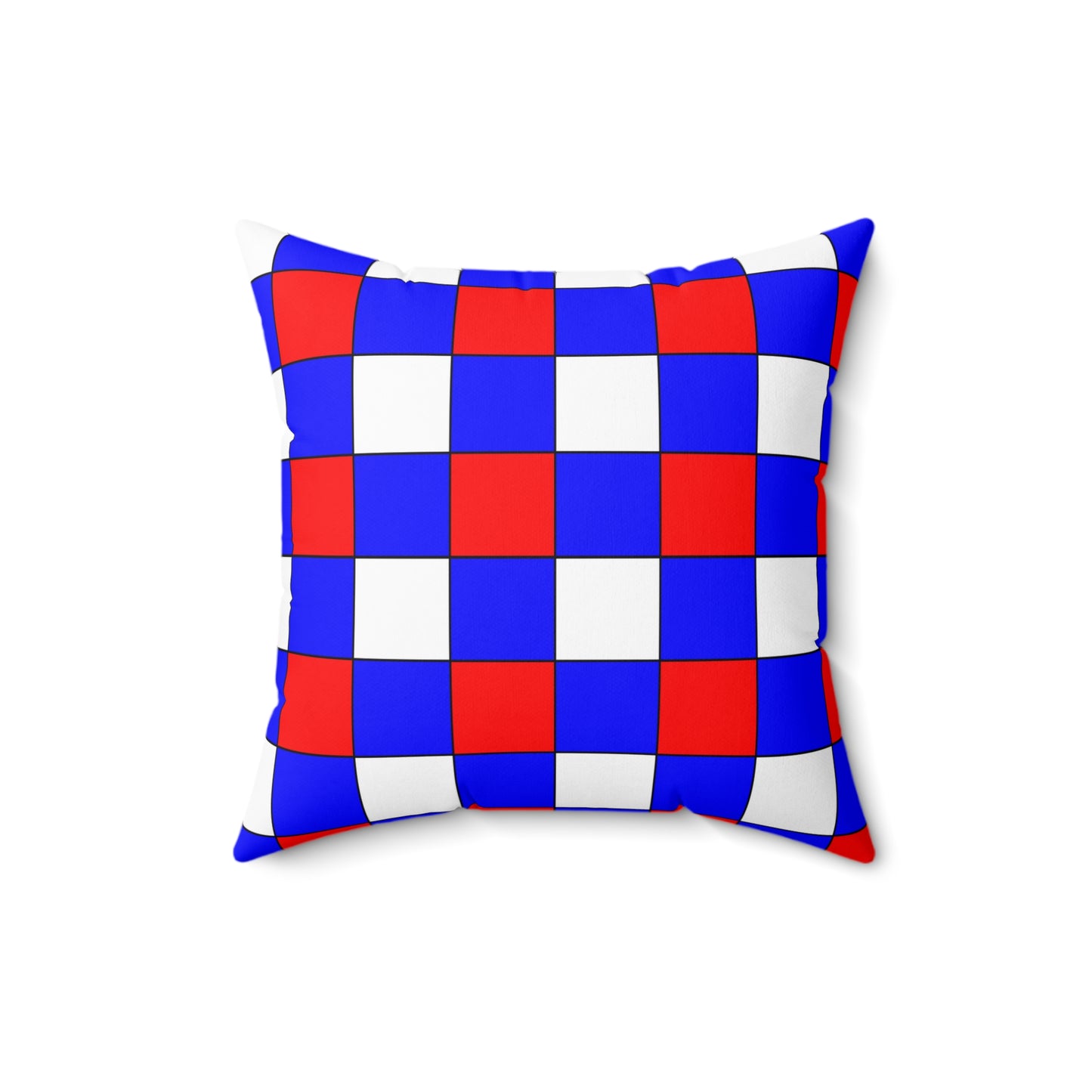 Blue, White, Red Retro Check Cushion Pillow