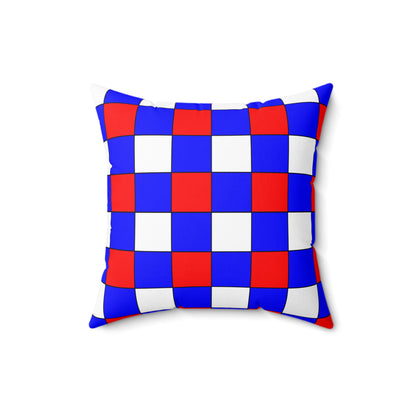 Blue, White, Red Retro Check Cushion Pillow