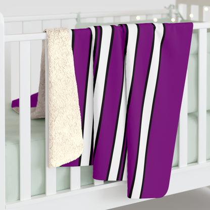 Purple, White Retro Stripes Blanket Throw