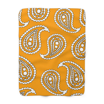 Orange, White Retro Paisley Blanket Throw