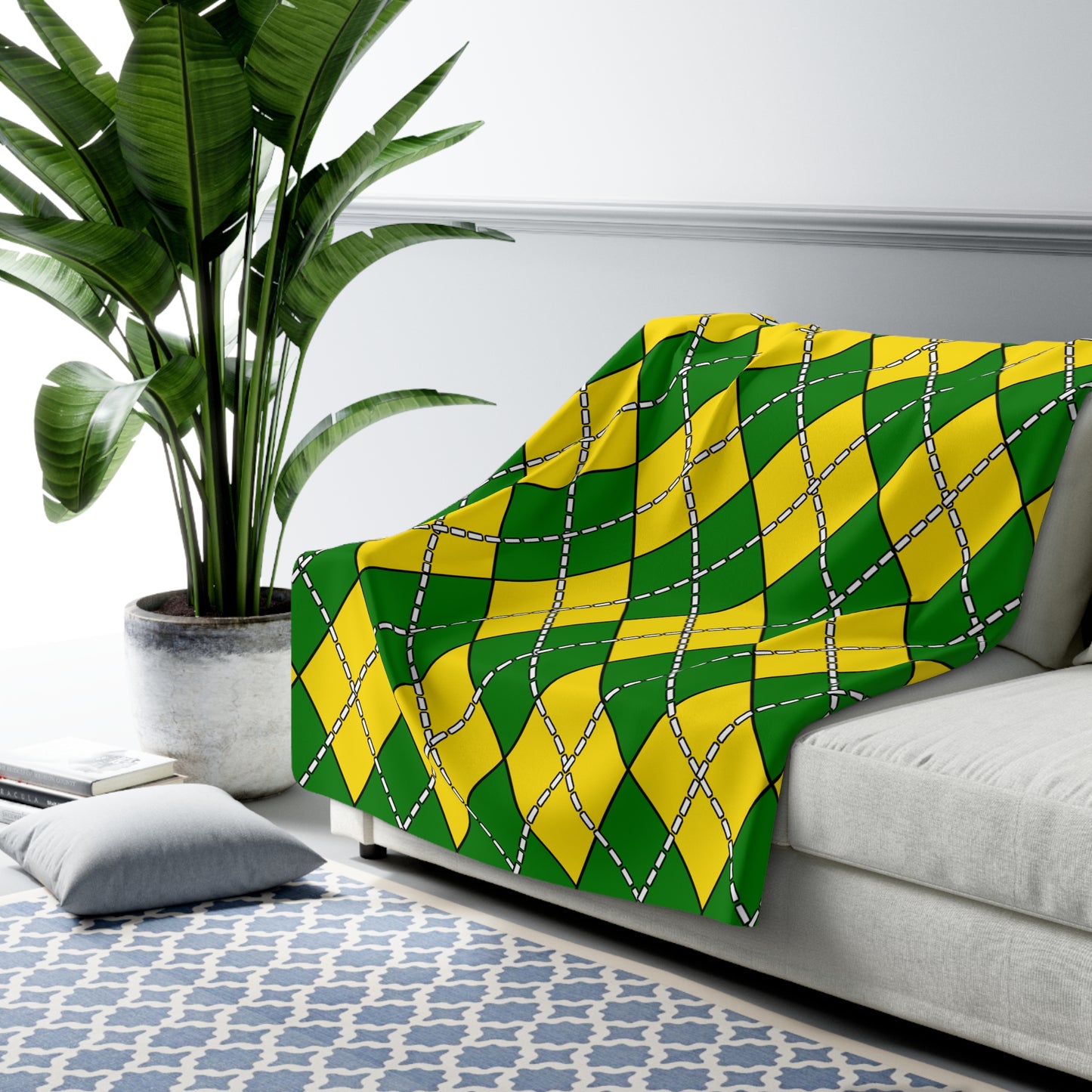 Cocos Islands Retro Argyle Blanket Throw