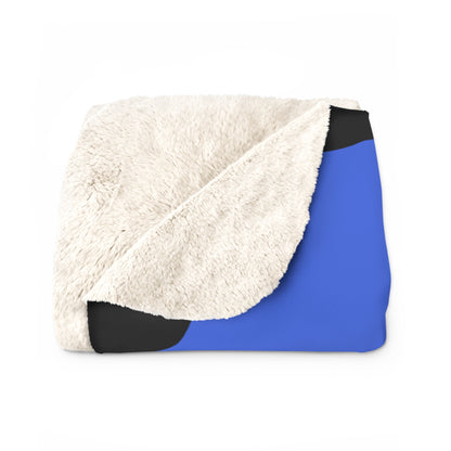 Royal Blue, Black Retro Polka Dots Blanket Throw
