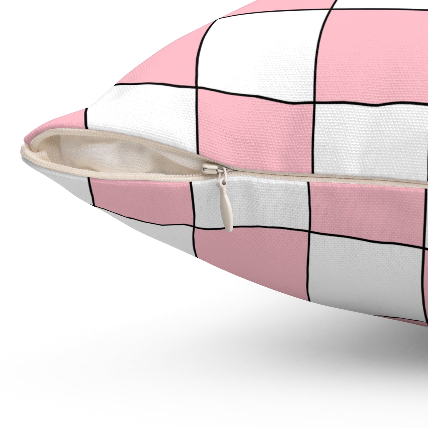 Pink, White Retro Check Cushion Pillow