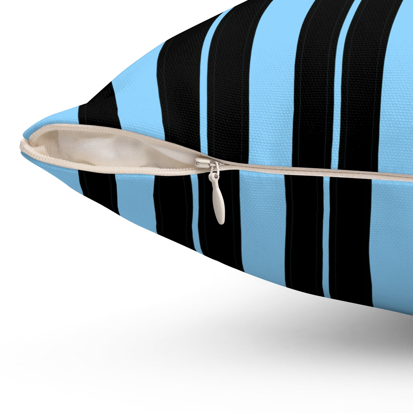 Light Blue, Black Retro Stripes Cushion Pillow
