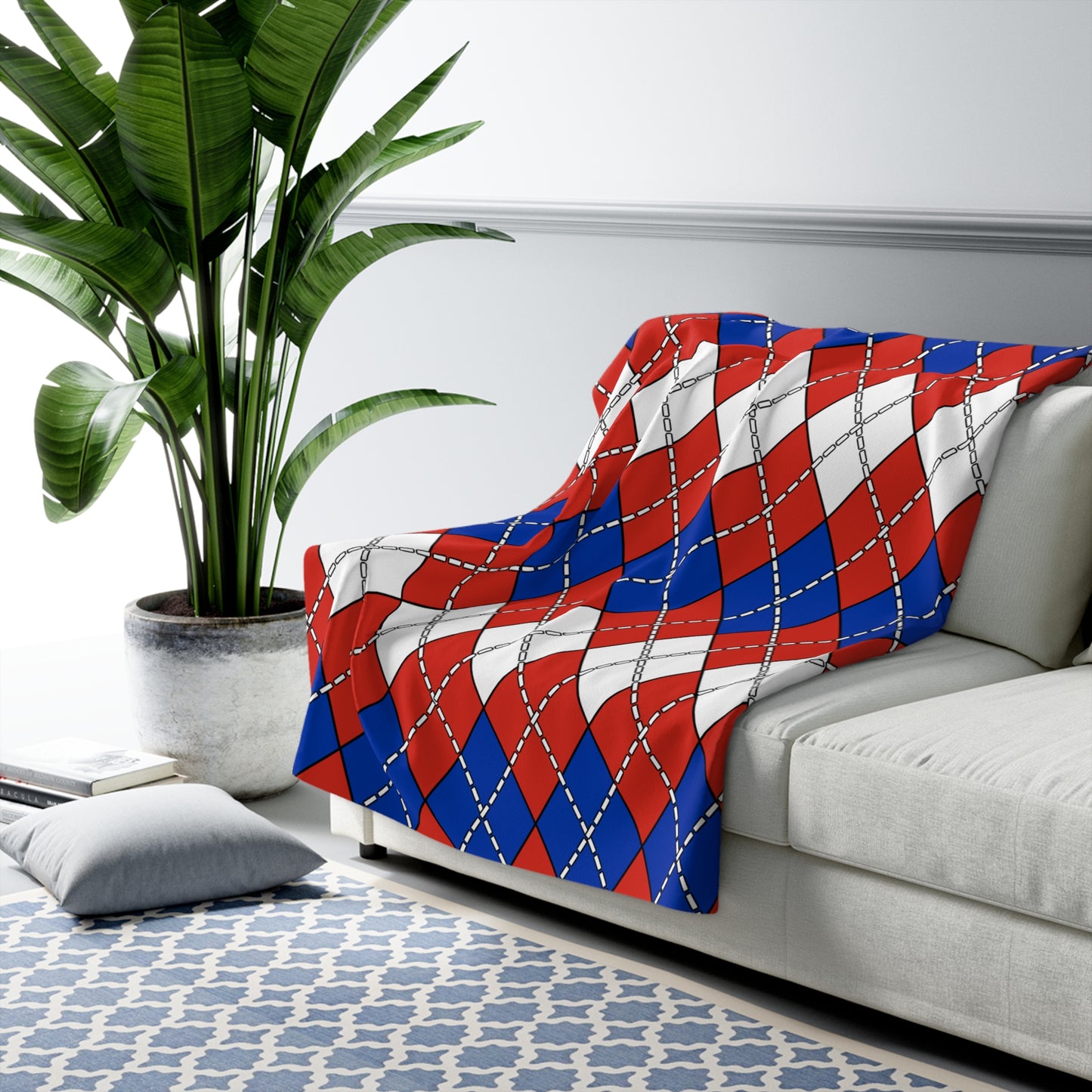 Paraguay Retro Argyle Blanket Throw