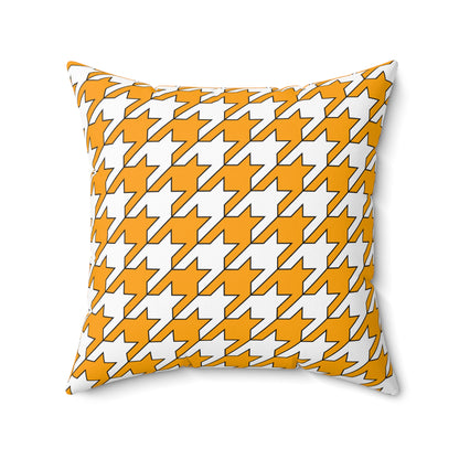 Orange, White Retro Houndstooth Cushion Pillow