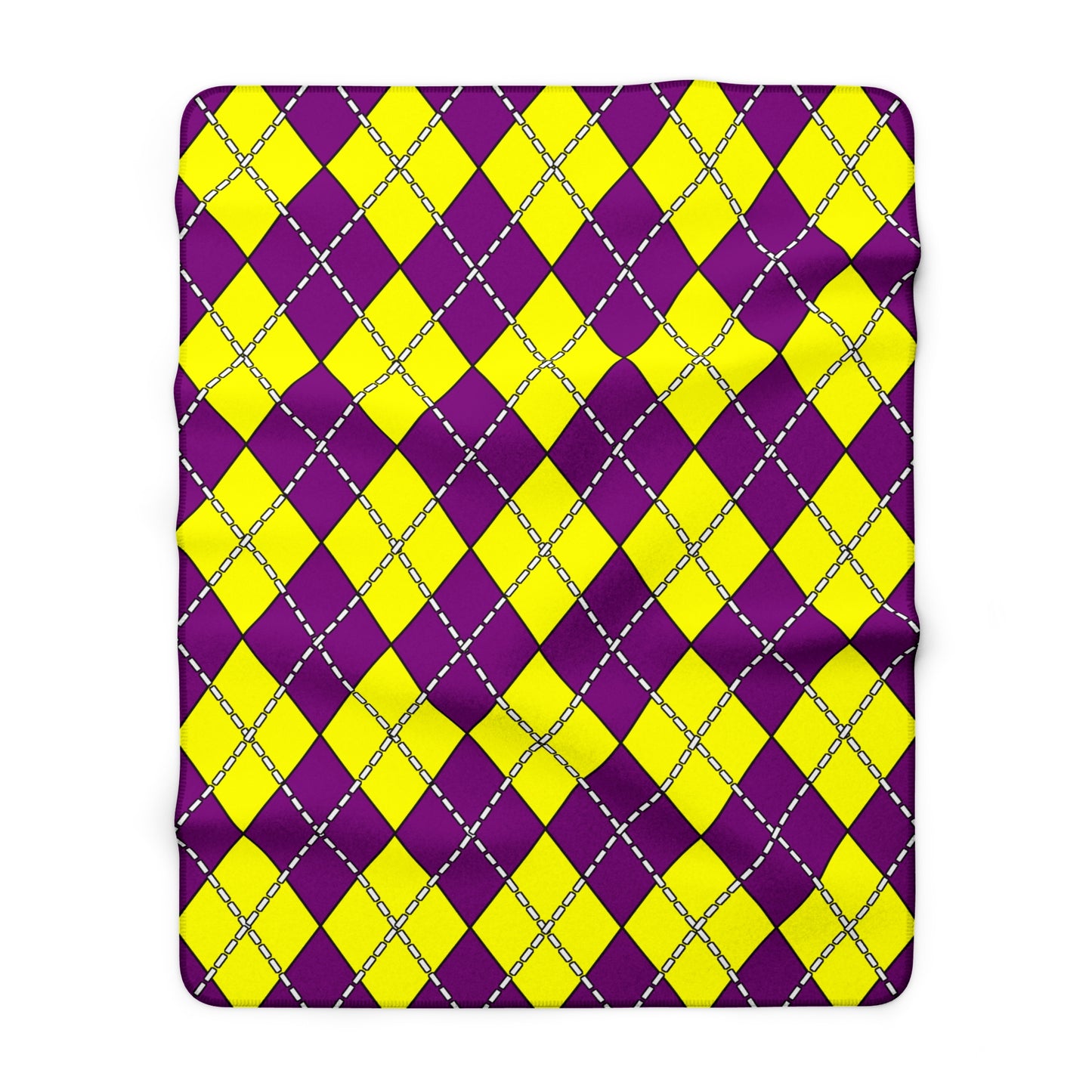 Purple, Yellow Retro Argyle Blanket Throw