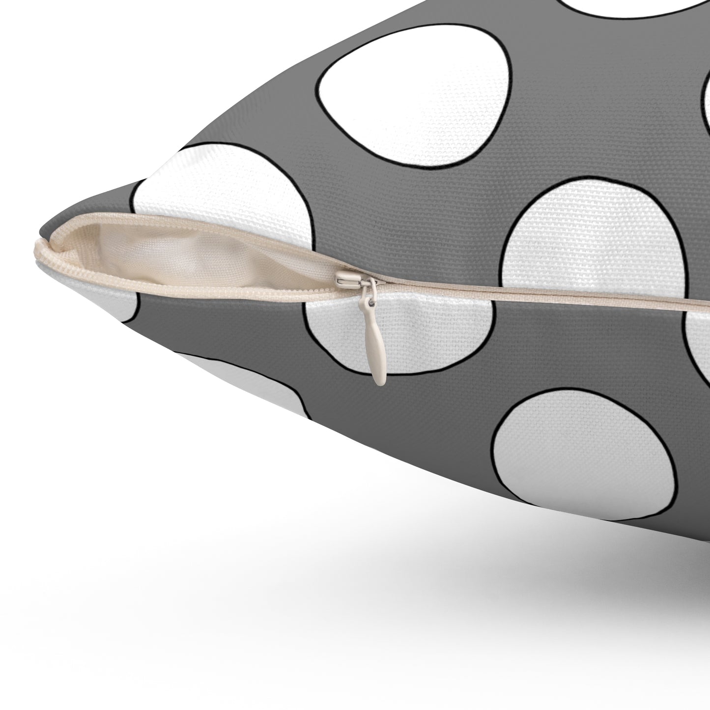 Grey, White Retro Polka Dots Cushion Pillow