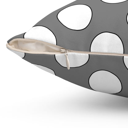Grey, White Retro Polka Dots Cushion Pillow