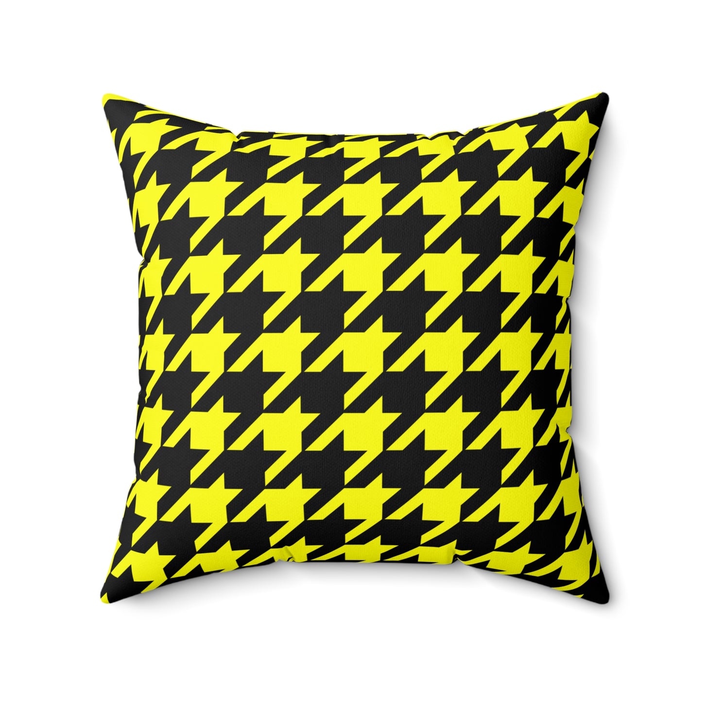 Yellow, Black Retro Houndstooth Cushion Pillow