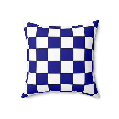 Dark Blue, White Retro Check Cushion Pillow