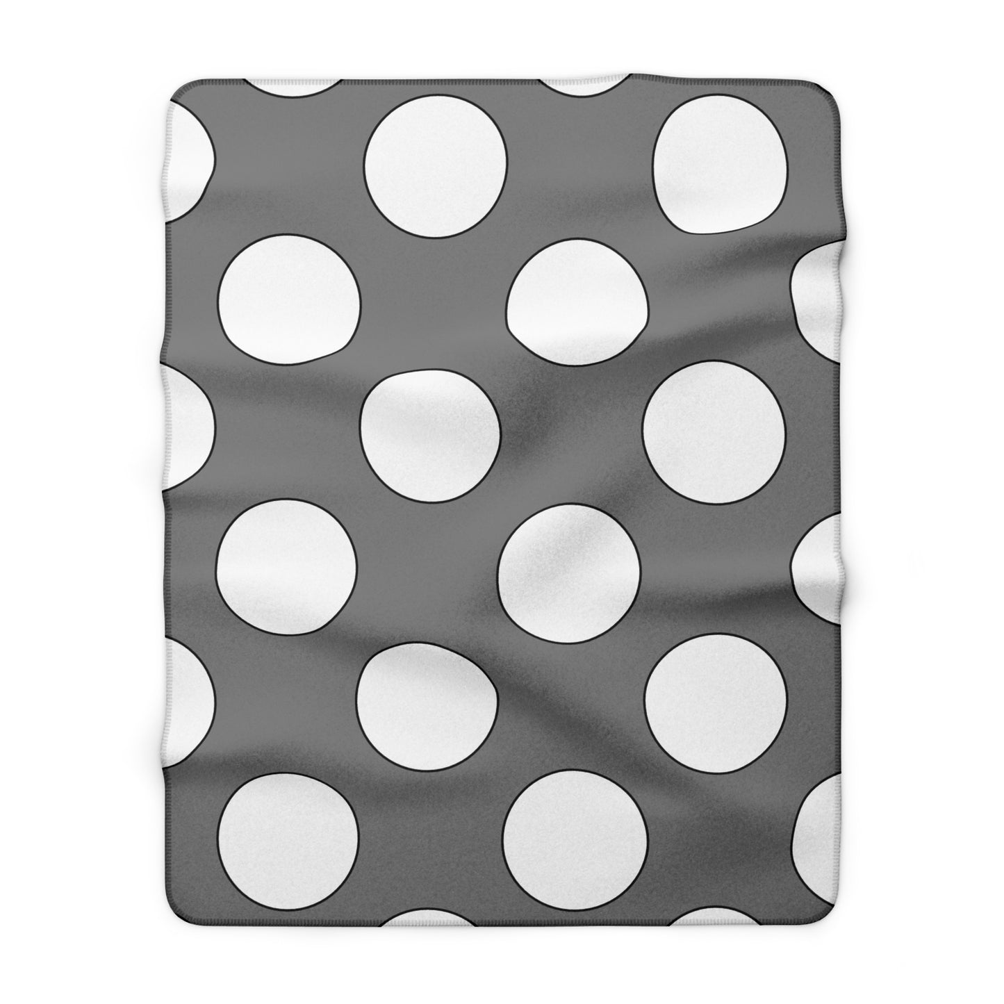 Grey, White Retro Polka Dots Blanket Throw