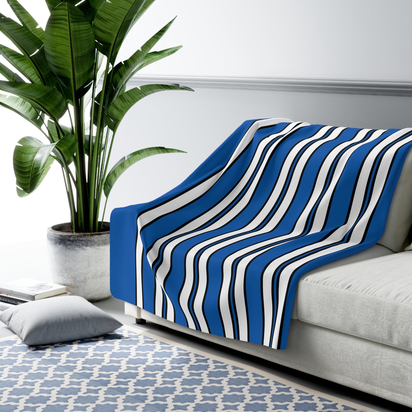 Greece Retro Stripes Blanket Throw