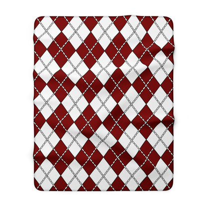 Maroon, White Retro Argyle Blanket Throw