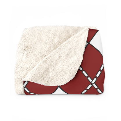 Dark Red, White Retro Argyle Blanket Throw