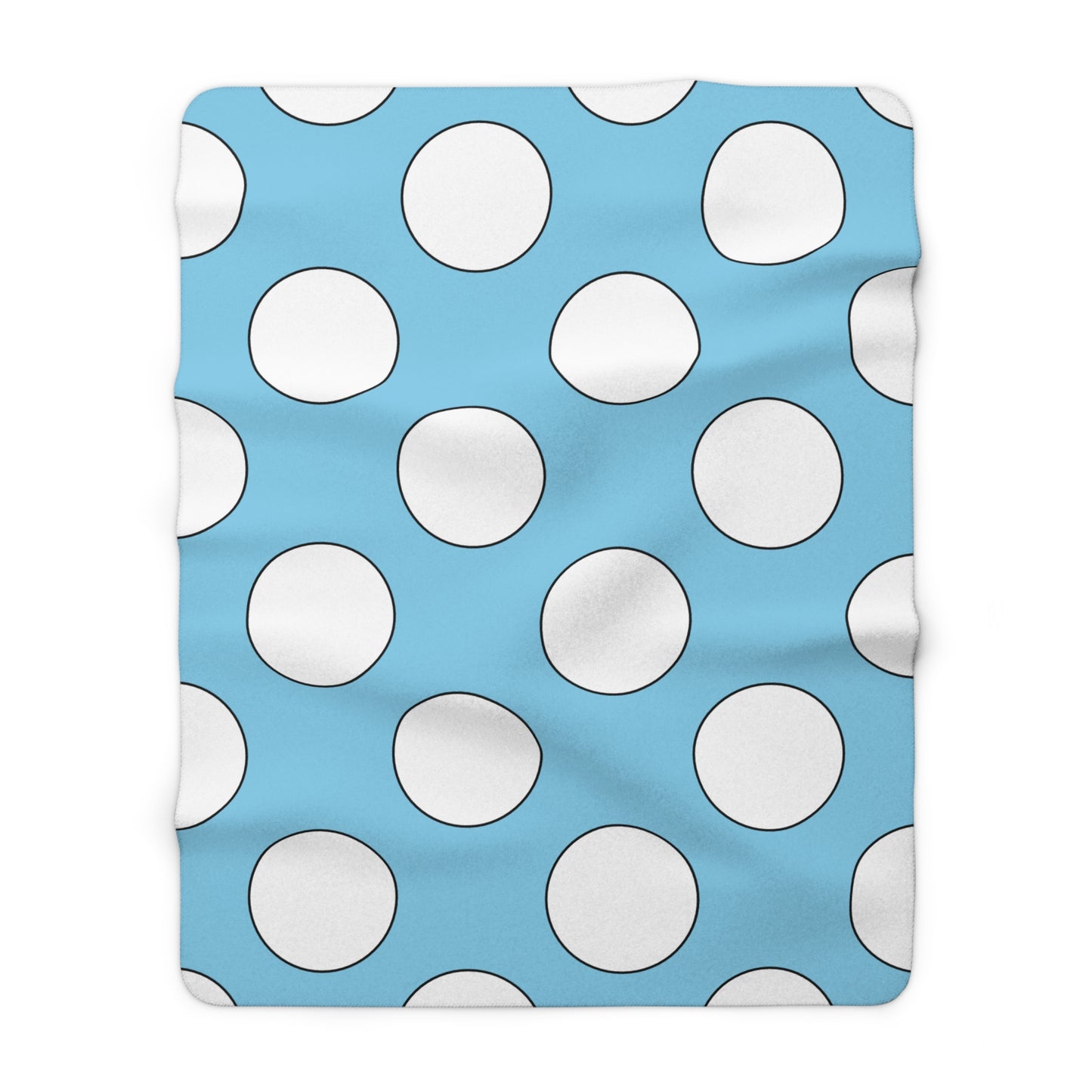Sky Blue, White Retro Polka Dots Blanket Throw
