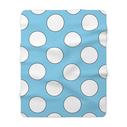 Sky Blue, White Retro Polka Dots Blanket Throw