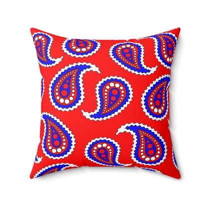Red, White, Blue Retro Paisley Cushion Pillow