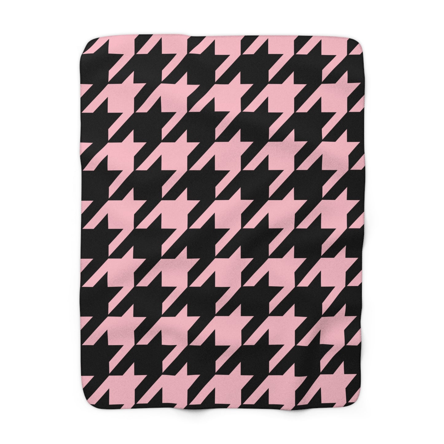 Pink, Black Retro Houndstooth Blanket Throw