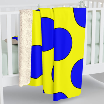 Yellow, Blue Retro Polka Dots Blanket Throw