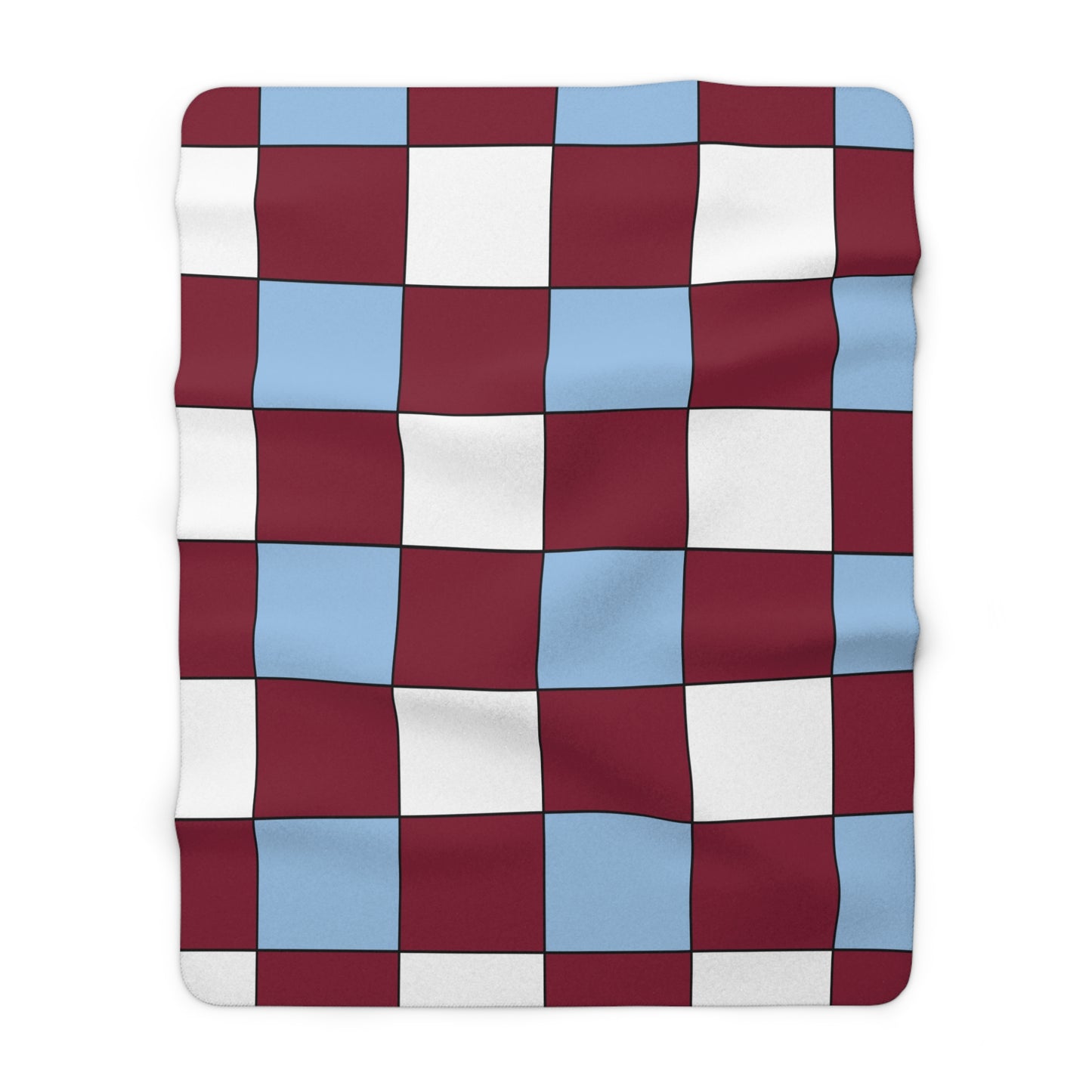 Claret, Blue, White Retro Check Blanket Throw