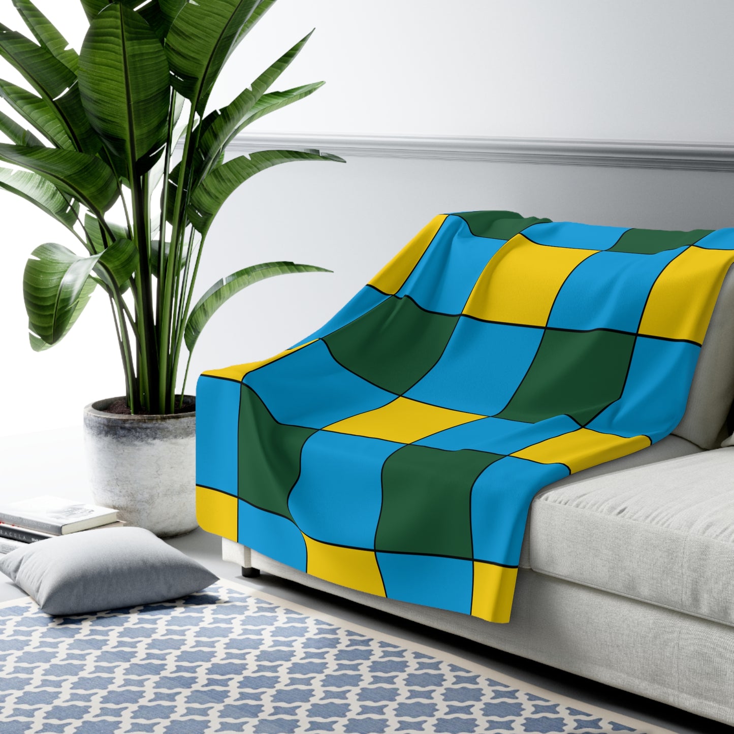 Rwanda Retro Check Blanket Throw
