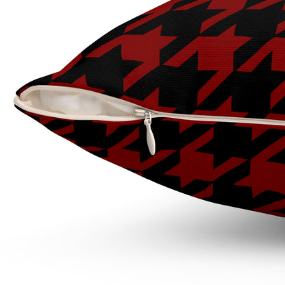 Maroon, Black Retro Houndstooth Cushion Pillow