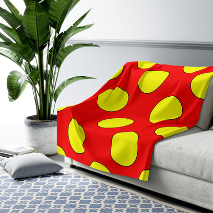 Red, Yellow Retro Polka Dots Blanket Throw