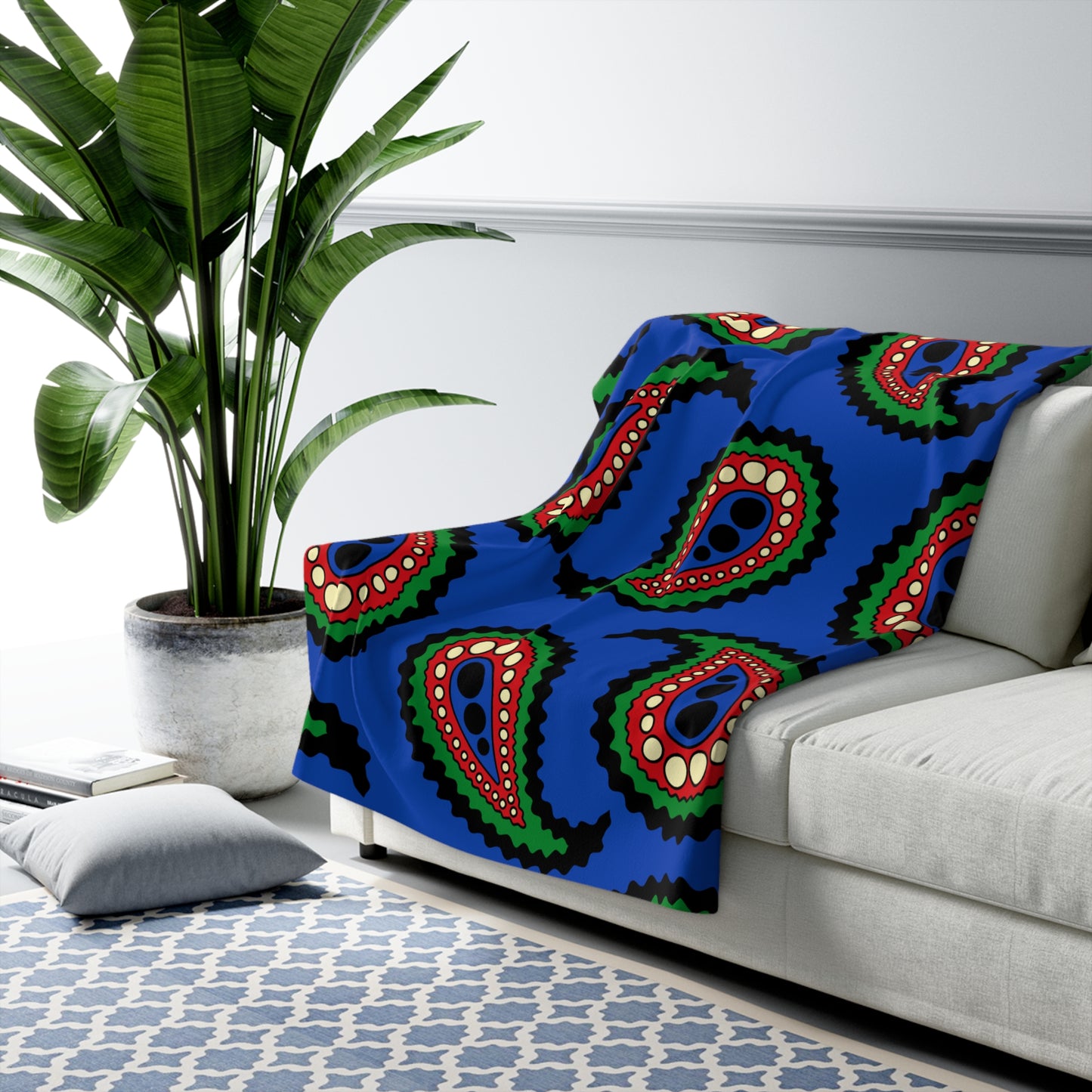 South Sudan Retro Paisley Blanket Throw