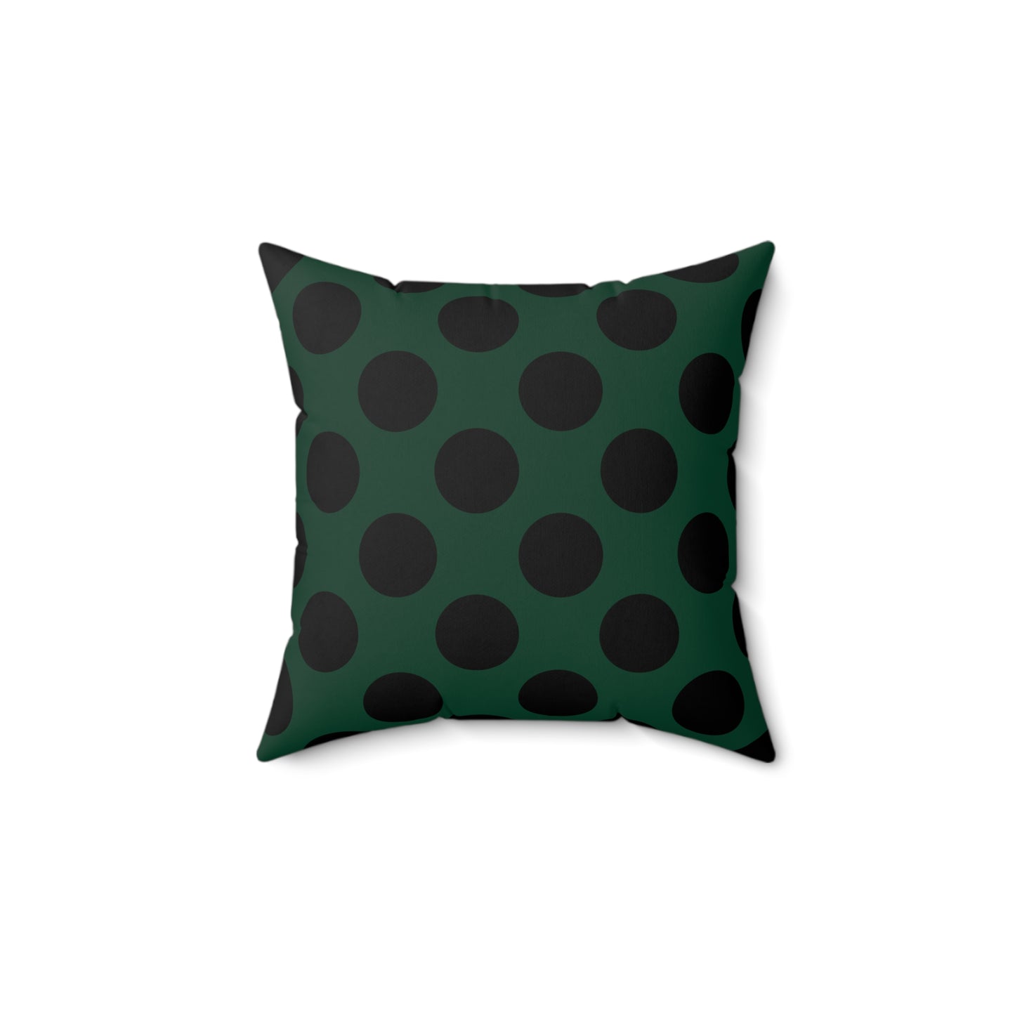 Dark Green, Black Retro Polka Dots Cushion Pillow