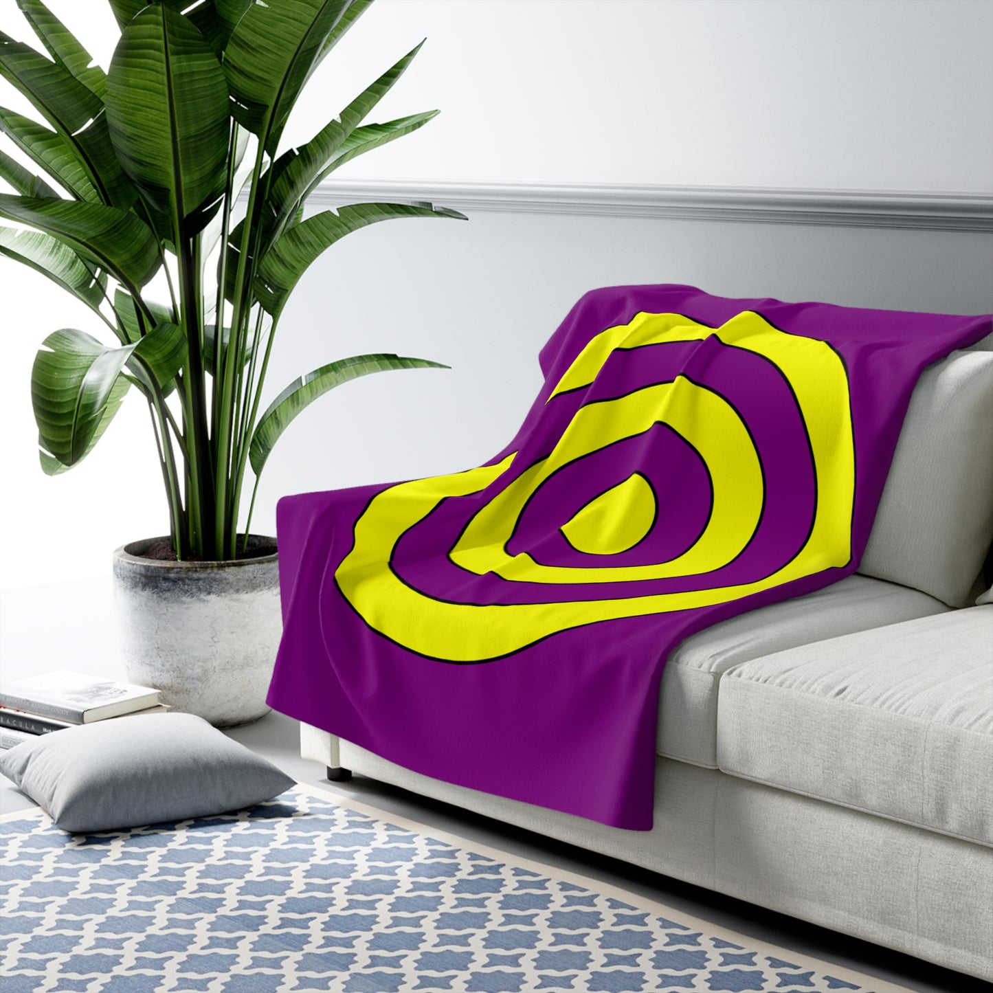Purple, Yellow Retro Target Blanket Throw