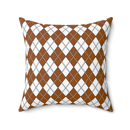 Brown, White Retro Argyle Cushion Pillow