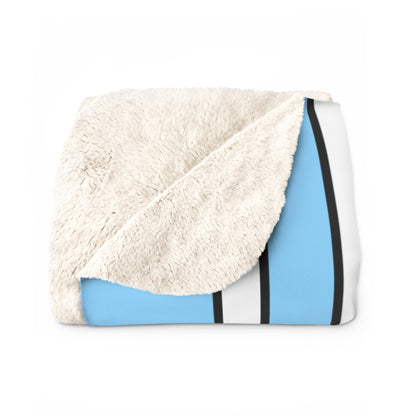 Light Blue, White Retro Stripes Blanket Throw