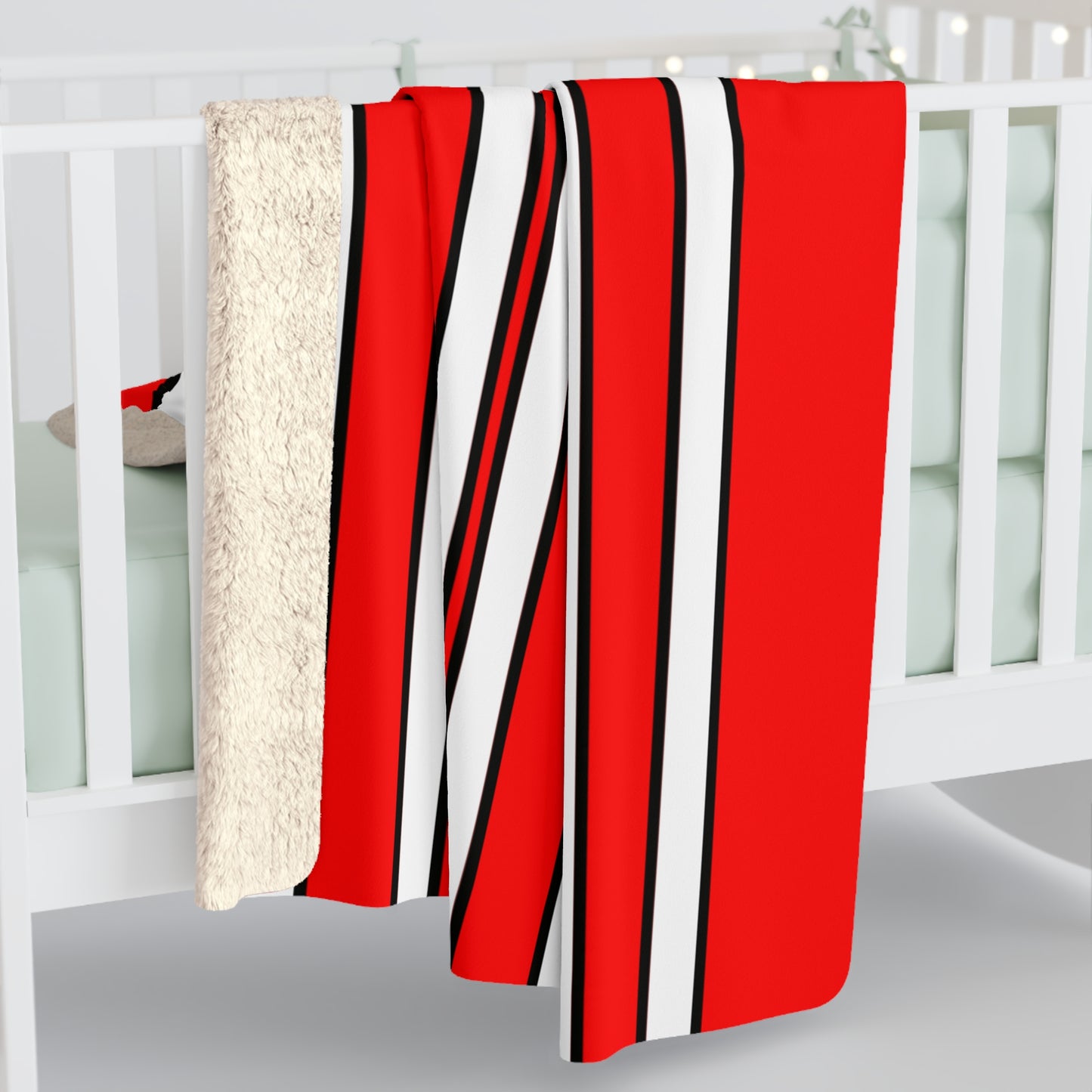 Red, White Retro Stripes Blanket Throw